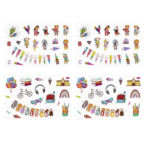 Kinder sticker set - set, schule
