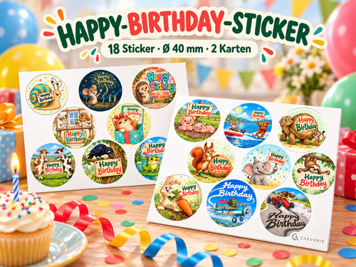 Happy birthday sticker ø - 18,